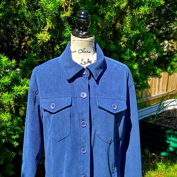 AVEC LES FILLES ▪︎ Women's Teal Corduroy Shacket, Size Medium - Picture 2 of 10